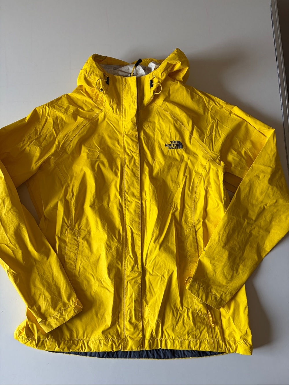 The north face yellow women large rain coat hyvent jacket waterproof windbreaker